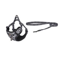 Dog set Dogness harness and leash (Black and white)