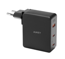 Wall charger Aukey PA-B7O, 1xUSB-A, 2xUSB-C, 140W GaN (black)