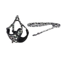 Dog set Dogness harness and leash (Daisy Black)