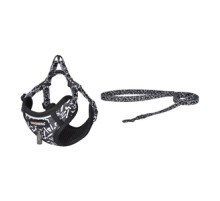 Cat set Dogness harness and leash (Black and white)