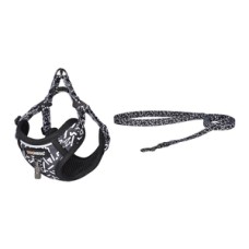 Cat set Dogness harness and leash (Black and white)