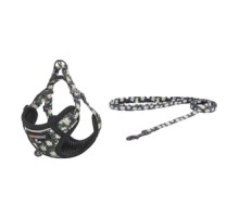 Cat set Dogness harness and leash (Daisy Black)