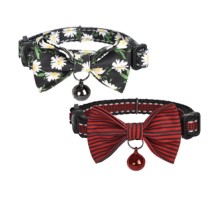 Collar set Dogness for cats 2 pcs (Daisy Black/Waterproof Red)