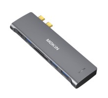 HUB 6in2 MOKiN USB-C for Macbook 3xUSB-A 1xUSB-C 1xSD/MicroSD (silver)