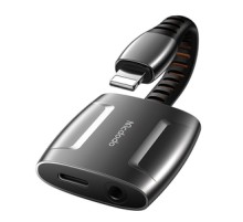 Lightning to Lightning + AUX 3.5mm mini jack adapter, Mcdodo CA-6340 (black)