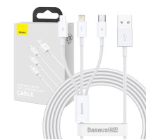 USB cable 3in1 Baseus Superior Series, USB to micro USB / USB-C / Lightning, 3.5A, 1.5m (white)