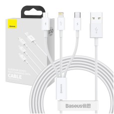 USB cable 3in1 Baseus Superior Series, USB to micro USB / USB-C / Lightning, 3.5A, 1.5m (white)