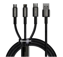 USB cable 3in1 Baseus Tungsten Gold, USB to micro USB / USB-C / Lightning, 3.5A, 1.5m (black)
