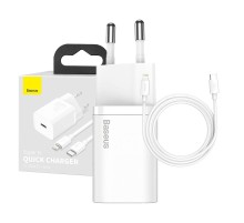 Baseus Super Si Quick Charger 1C 20W with USB-C cable for Lightning 1m (white)