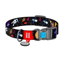 Nylon dog collar with QR code Waudog "NASA" size M