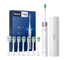 FairyWill FW-P80 sonic toothbrush with tip set and case (White)