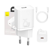 Baseus Super Si Quick Charger 1C 25W with USB-C cable for USB-C 1m (white)