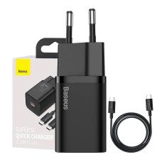 Baseus Super Si Quick Charger 1C 25W with USB-C cable for USB-C 1m (black)