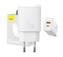 Baseus Compact Quick Charger, USB, USB-C, 20W (white)