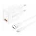 Foneng EU54 18W USB-A, 3A mains charger (White) + USB-A to Lightning cable