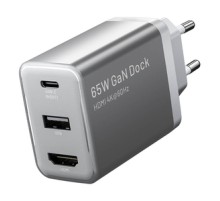 Vention FJAH0-EU USB(C+A)+HDMI GaN mains charger (60W/5W/4K@60Hz) (grey)