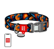 Waudog "Oranges" nylon dog collar with QR code, size L