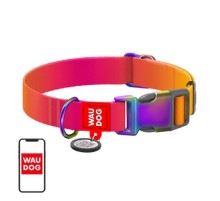 Waudog gradient nylon dog collar with QR code, orange , size L