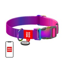 Waudog gradient nylon dog collar with QR code, purple , size L