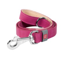 WAUDOG natural leather dog leash 25 mm wide, 122 cm long pink