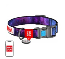 Waudog "NASA21" nylon dog collar with QR code, size M, width 20 mm