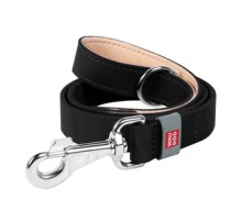 WAUDOG natural leather dog leash 20 mm wide, 122 cm long Black