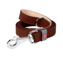 WAUDOG natural leather dog leash 20 mm wide, 122 cm long brown