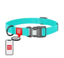 Waterproof glowing dog collar with QR passport WAUDOG 40 mm wide, 46-70 cm long