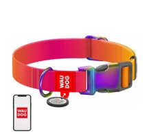 Nylon dog collar with QR code WAUDOG 15 mm wide, 25-35 cm long orange