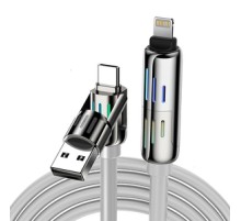 Blitzwolf BW-HDC6 4-in-1 USB-C/USB-A to USB-C/Lightning cable 1.2m 240W RGB (gray)