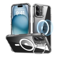 ESR Classic Hybrid (HaloLock) case with stand for iPhone 16 Plus (transparent)