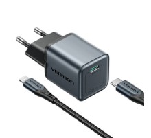 GaN Vention USB-C 20W Charger + USB-C-L 1m Cable (Gray)