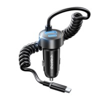 Choetech TC0030 65W 1C1A dual-port car charger with 1.2m spring cable
