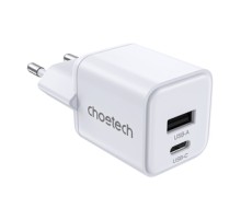 Wall Charger Choetech PD30W Dual ports 1C1A (White)