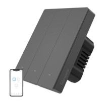 Smart WiFi wall switch SONOFF M5-3C-80 (3-channel, for frame, graphite)