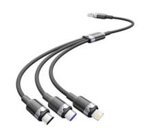 USB 2.0 A to 3-in-1 6A cable Vention CTRBG 1.5M (black)