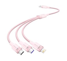 USB 2.0 A to 3-in-1 6A cable Vention CTRPG 1.5M (pink)