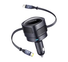 Baseus Enjoyment Max car charger with USB-C+Lightning cables 60W Black