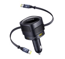 Baseus Enjoyment Max car charger with USB-C+USB-C cables and USB-A+USB-C ports 90W Black