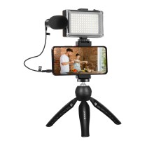 Puluz live recording set tripod + LED light + microphone + phone clip PKT3132B