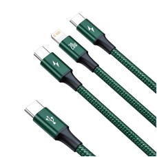Baseus Rapid Series 3-in-1 cable USB-C For M+L+T 20W 1.5m (Green ) Baseus Rapid Series 3-in-1 cable USB-C For M+L+T 20W 1.5m (Green )