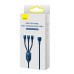 3in1 USB cable Baseus Flash Series, USB-C + micro USB + Lightning, 100W, 1.2m (blue)