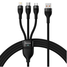 3in1 USB cable Baseus Flash Series, USB-C + micro USB + Lightning, 100W, 1.2m (black) 3in1 USB cable Baseus Flash Series, USB-C + micro USB + Lightning, 100W, 1.2m (black)