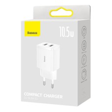 Baseus Compact Quick Charger, 2x USB, 10.5W (white) Baseus Compact Quick Charger, 2x USB, 10.5W (white)