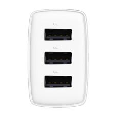 Baseus Compact Quick Charger, 3x USB, 17W (White) Baseus Compact Quick Charger, 3x USB, 17W (White)
