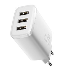 Baseus Compact Quick Charger, 3x USB, 17W (White) Baseus Compact Quick Charger, 3x USB, 17W (White)