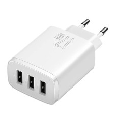 Baseus Compact Quick Charger, 3x USB, 17W (White) Baseus Compact Quick Charger, 3x USB, 17W (White)