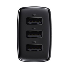 Baseus Compact Quick Charger, 3x USB, 17W (Black) Baseus Compact Quick Charger, 3x USB, 17W (Black)