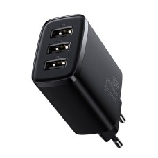 Baseus Compact Quick Charger, 3x USB, 17W (Black) Baseus Compact Quick Charger, 3x USB, 17W (Black)