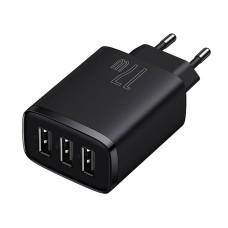 Baseus Compact Quick Charger, 3x USB, 17W (Black) Baseus Compact Quick Charger, 3x USB, 17W (Black)